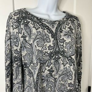 Loft // Gray & Blue Paisley Print Sweatshirt Sweater
